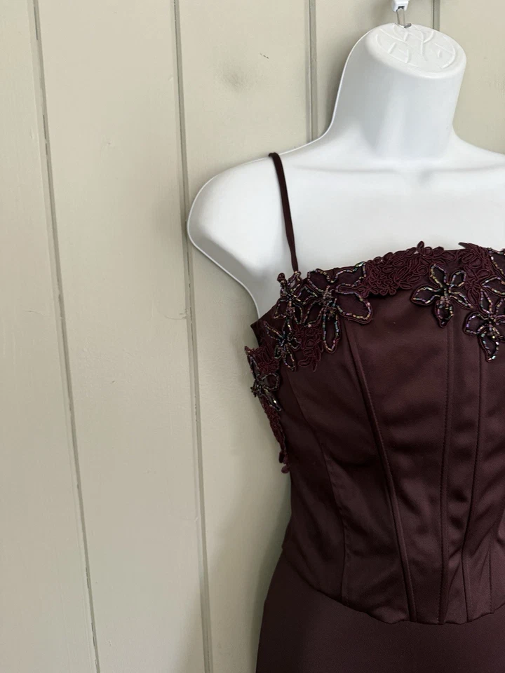 Vtg JS Collections Evening Outfit 8 Corset Skirt Y2K Prom Fairy Goth Plum Brown - Image 3 of 4