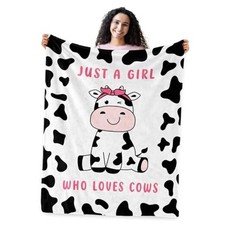 Cute Cow Blanket Gifts for Girls, Just A Girl Who Loves Cows 50"x60" Cow White