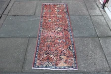 Vintage Traditional Hand Made Oriental Pink Wool Short Narrow Runner 157x61cm