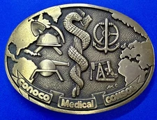 Conoco Medical Consol Caduceus Two Snakes Wings Medicine Symbol ADM Belt Buckle