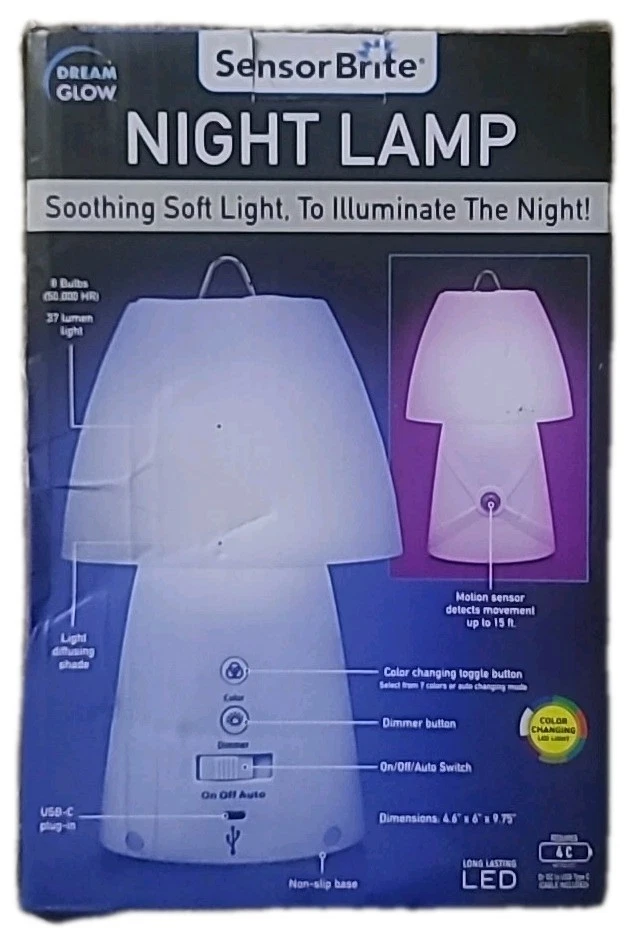 SensorBrite Dream Glow Color Changing LED Night Lamp w/Motion Sensor And Dimmer - Image 3 of 4