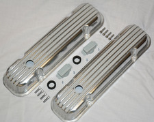 Pontiac 326 400 455 V8 Polished Aluminum Retro Nostalgia Finned Valve Covers