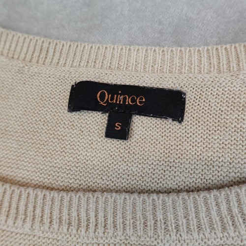 Quince Sweater Womens Cotton Cashmere Link Stitch Dolman Heather Oatmeal Size S - Picture 3 of 10