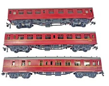 Rake of 3X Jouef Diecast OO Gauge Playcraft BR Maroon Colour Coaches Unboxed