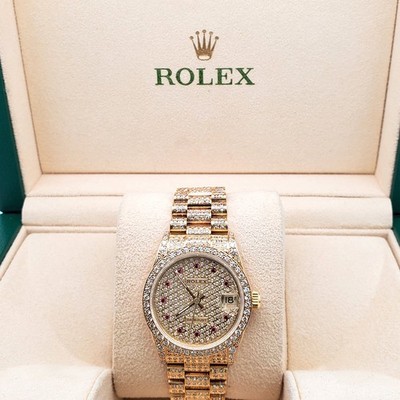 M▲▼D ✨11点☆ Rolex President 68288 Factory Diamond Bezel Custom 7.2ct Pave