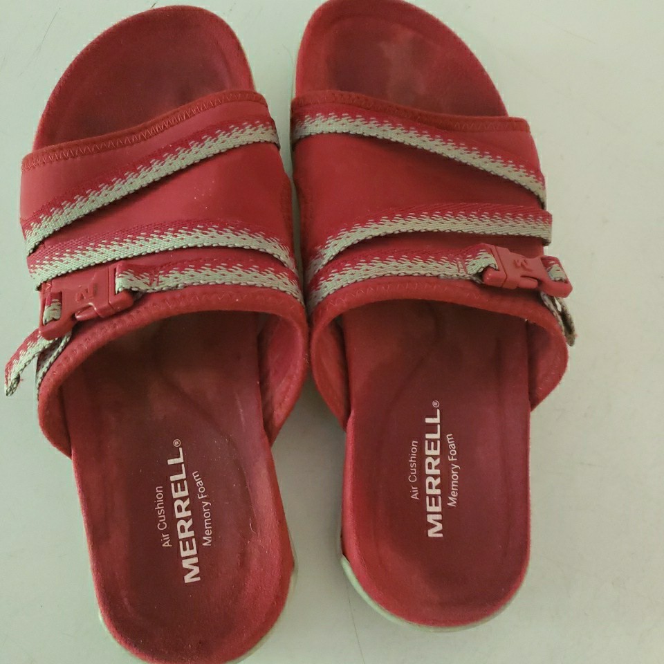 Merrell Terran II scarpe sandali donna pelle rossa comodi slide taglia US 6