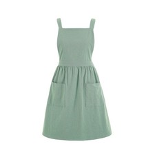 Cotton Linen Pinafore Apron Dress for Women with Pockets Cute Art Chef Aprons...