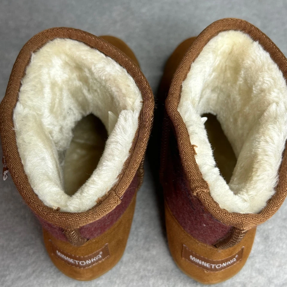 Minnetonka Tali Mujer Marrón Gamuza Manta Lana Botines Forrados de Piel Estampado Azteca 8M Foto 4 de 4