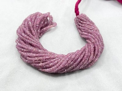 Natural Pink Sapphire Beads 3mm Faceted Rondelle 16'' Strand Gemstone Easter Gift