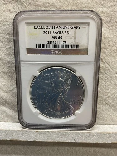 2011 American Eagle NGC MS69 25th Anniversary -0.999 Silver 1 Oz Ounce Art Coin