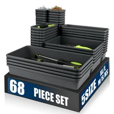 【LARGE SIZE】【68PCS】Tool Box Organizer Tray Divider, 【5 Size】Toolbox Desk Draw...