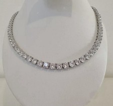 New Diamond Silver Tennis Necklace  Very High Quality 