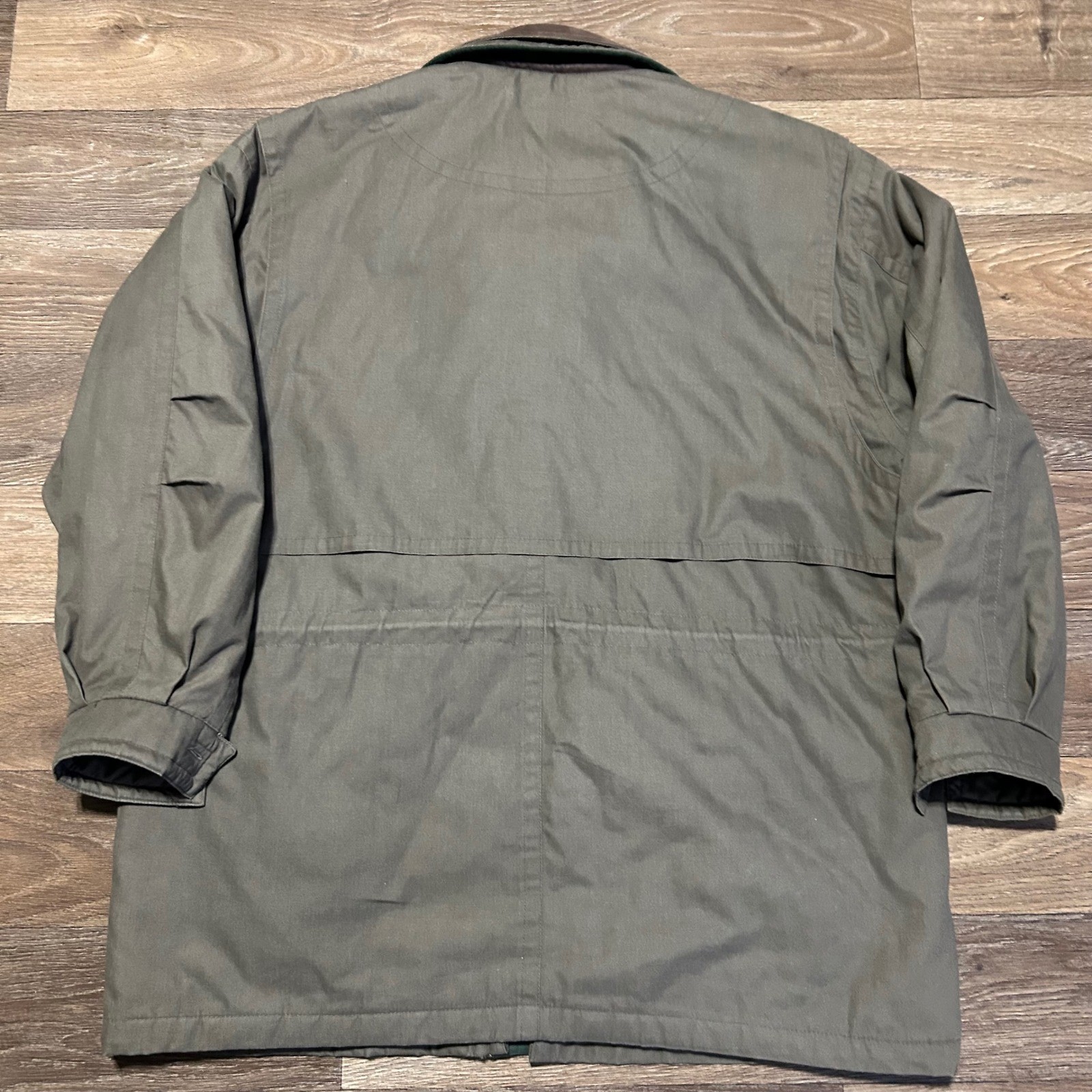 TOWNE FROM LONDON FOG Mens Khaki Utility Jacket Lined Leather Collar