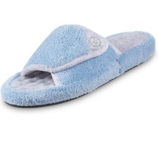 Isotoner Women's Microterry Pillowstep Spa Slide Blue/Gray Assorted Sizes NWT