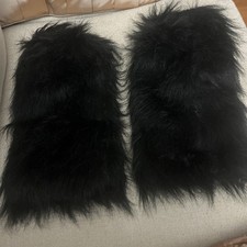 Rare Faux Fur Black Boot Covers Shoe Leg Toppers Winter NEW