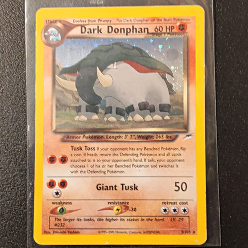 Pokémon TCG Dark Donphan 3/105 Neo Destiny Holo Rare Unlimited 60 HP Stage 1