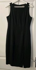 Vintage St Michael Little Black Dress Tailored Shift Formal Workwear Size 8 VGC