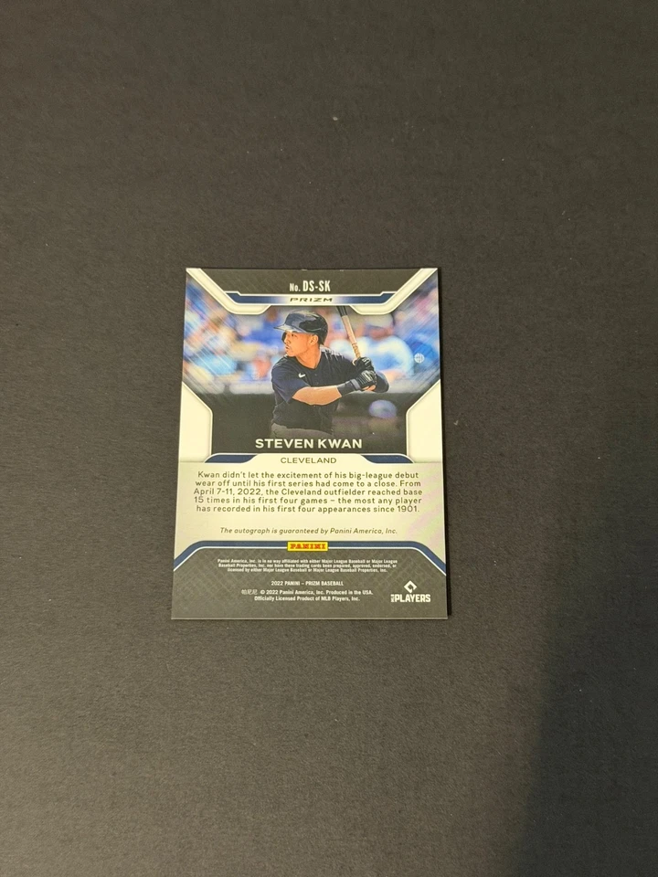 2022 Panini Prizm - Debut Signatures Steven Kwan #DS-SK Silver Prizm (AU, RC) - Image 2 of 2