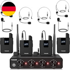 TONOR UHF Mikrofon Kabellos Set Mit 4 Bodypac...