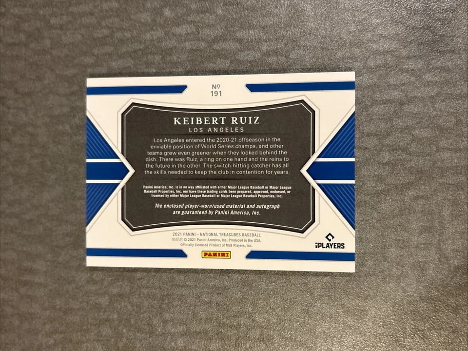 Keibert Ruiz 2021 Panini National Treasures Rookie RC Patch Auto Autograph /99 - Image 2 of 2