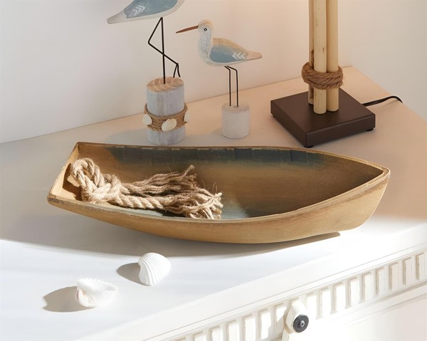 "Dekofigur \"Boot\" Shabby Look, Mdf Holzoptik, 42 Cm Ruderboot Fischerboot Maritim"-image