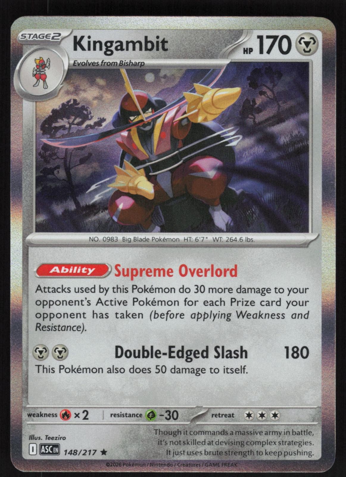 Kingambit 148/217 Ascended Heroes Holo Rare NM/M Pokemon