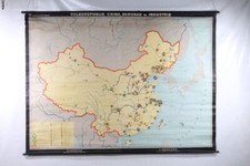 Lehrtafel Wandkarte Rollkarte Lehrkarte VOLKSREPUBLIK CHINA BERGBAU INDUSTRIE