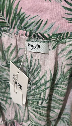 Kensie Jeans donna cropped top misto lino foglia di banana rosa combo taglia M - Foto 3 di 5