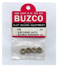 Vintage Slot Car Hardware 1960's 1/24 BUZCO #62 5/40 Comb. Nuts &Lock Washers 4p