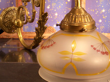 antik Jugendstil Wandlampe Messing Glas  Frankreich um 1920