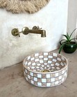 35cm-13.7 inches, Ceramic Sink for Bathroom & Kitchen, Handmade Checkered Sink