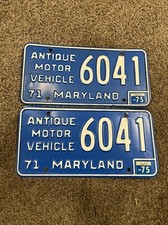 1971 Maryland Antique Motor Vehicle tags license plates