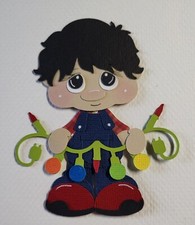 Christmas Lights Boy Black Hair. Scrapbook, Card Making Paper Piecing