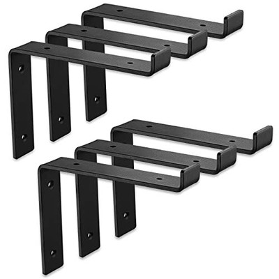 8  Shelf Brackets with Lip Match 7.25'' Board - 6 Pcs Z Shelf Bracket Black - ...