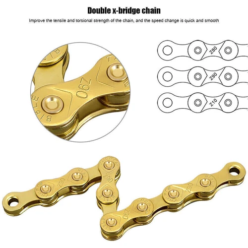 6/7/8/9/10 Speed MTB Bicycle Chain Mountain Bike Chains Road Cycling Part Gold - Picture 3 of 13
