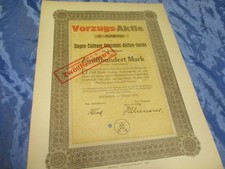AKTIE , Solingen 1923 , Siegen - Solinger Stahl , historisches Dokument , B 399