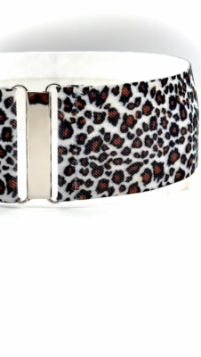 Women Cheetah Wide Elastic Strap Street Belt Animal Print Silver ...