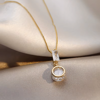 Halskette Zirkonia Edelstahl Gold Plattiert (Vergoldet) Geschenk Kette