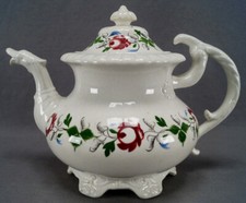 Enoch Wood Adams Rose Hand Painted Pearlware Figural Teapot Circa 1830s