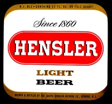 NJ BL2  Hensler Brewing Co HENSLER LIGHT BEER  label NJ 32 oz