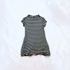 Forever Rose Dark Fray White Striped Casual Short Sleeve T Shirt Dress Large 