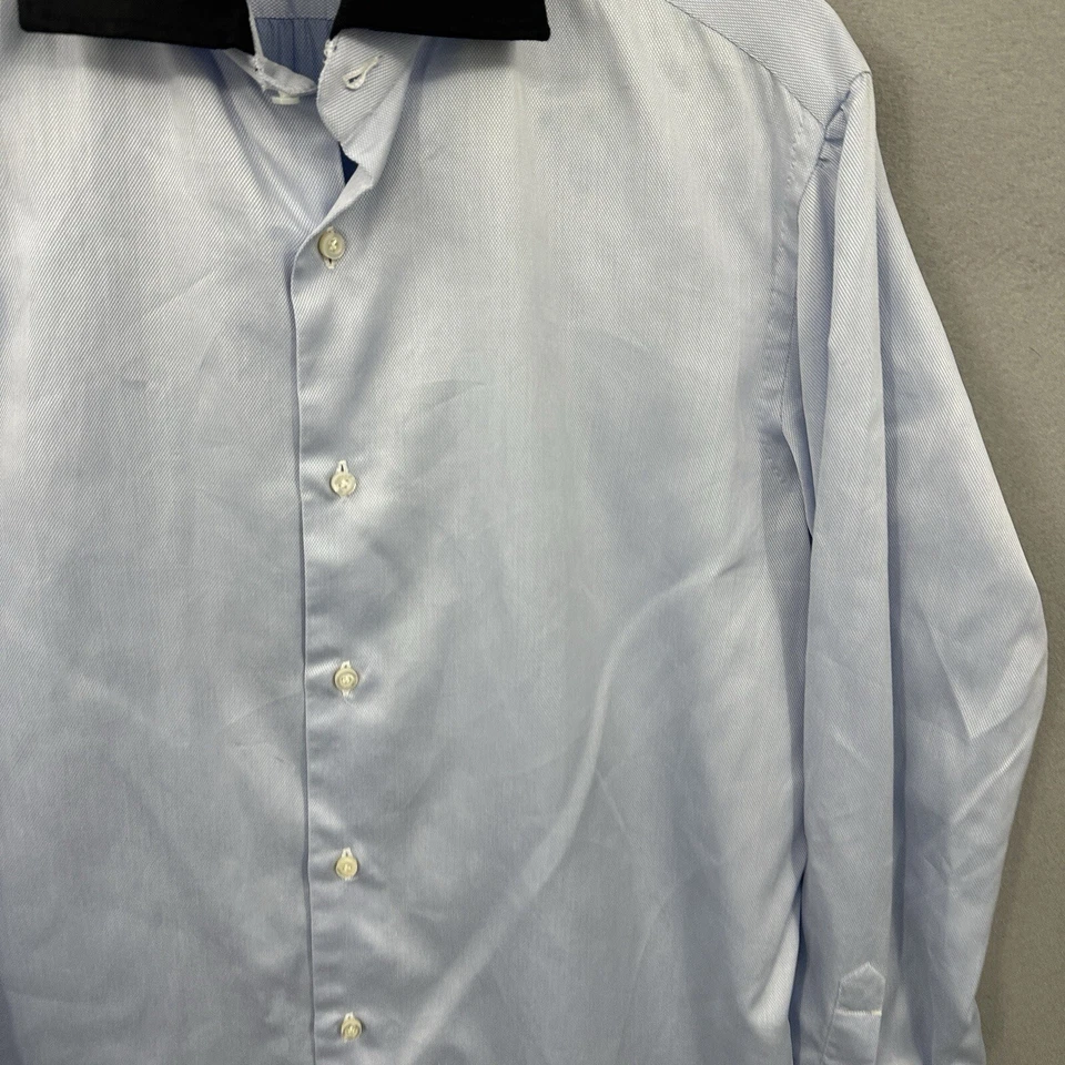 Camisa de vestir ISAIA Napoli cuello negro para hombre 16 41 Neiman Marcus azul preppy LEER Foto 3 de 4