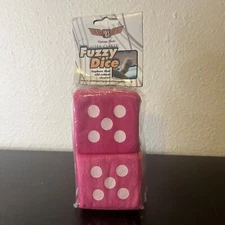 3" Pink Fuzzy Dice with White Dots - Pair VPADICEPKW vintage parts usa custom