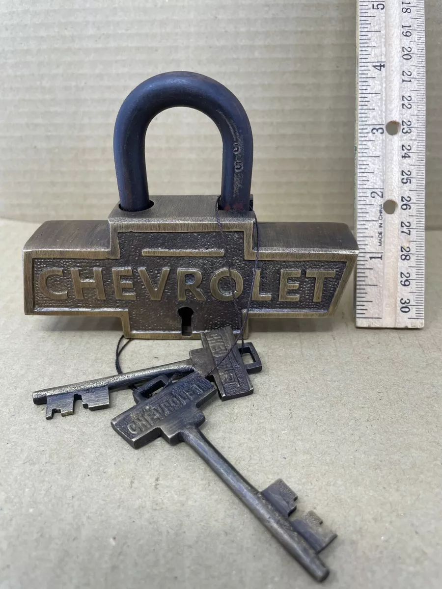 Chevrolet Large Brass lock Chevy Logo Shape padlock with 2 keys