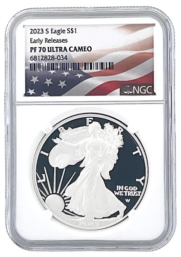2023 S 1oz Silver Eagle Proof NGC PF70 UC Early Releases - Flag Label
