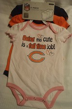 NFL Team Apparel Chicago Bears 3 9 12 Month Creeper Bodysuit Set NWT