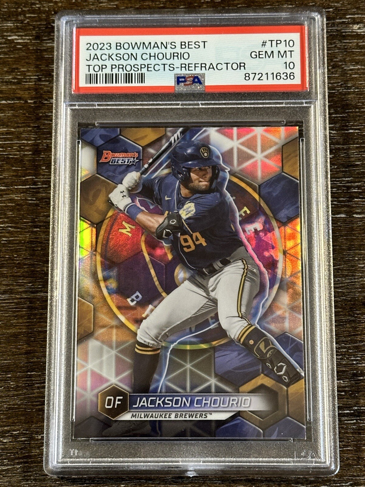 2023 Bowman’s Best Top Prospects Wave Refractor Jackson Chourio PSA 10 TP10