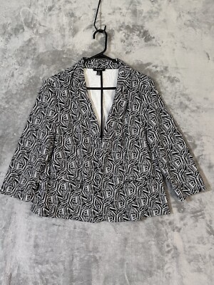 Jessica Riley Classic Jacket Blazer Black White Classic Womens Size XL Office