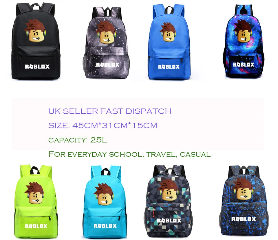 ROBLOX Kids Children School Book Bag Rucksack Backpack Boys Girls Xmas gift