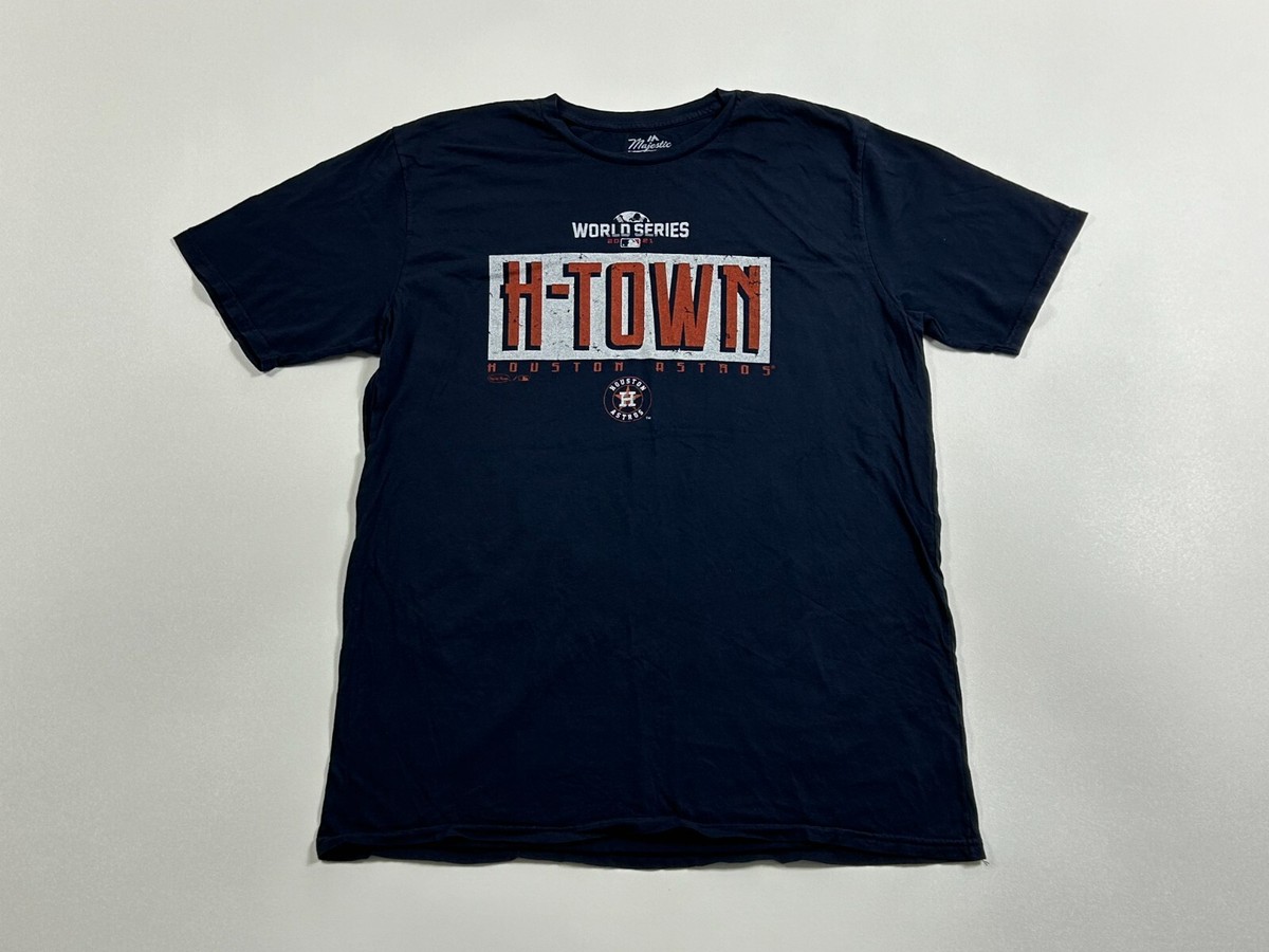 Majestic Shirt Men 2XL Blue 2021 H-Town World Series Houston Astros Logo  Graphic